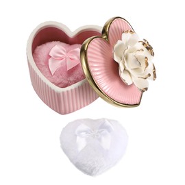 TOLIDA Ceramic Powder Box Set, Body Powder Container, Empty Baby Powder Box with Powder Puff, Powder Case for Body Powder, Talcum Powder, Cosmetic Powder for Travel, Birthday as a Gift (No Powder)