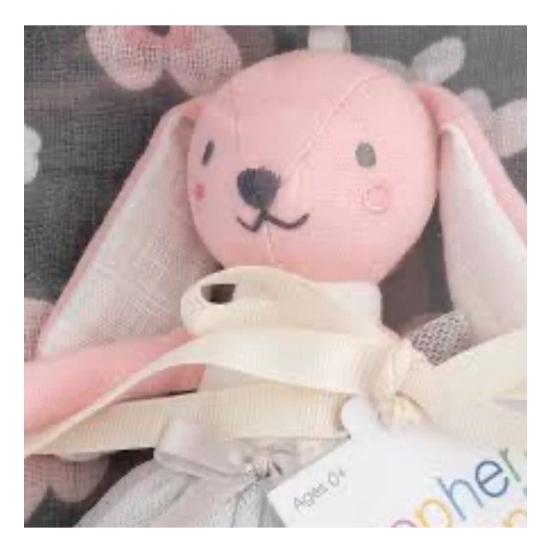 Stephen Joseph Musslin Swaddle W/ Stuffed Bunny Toy. NIB