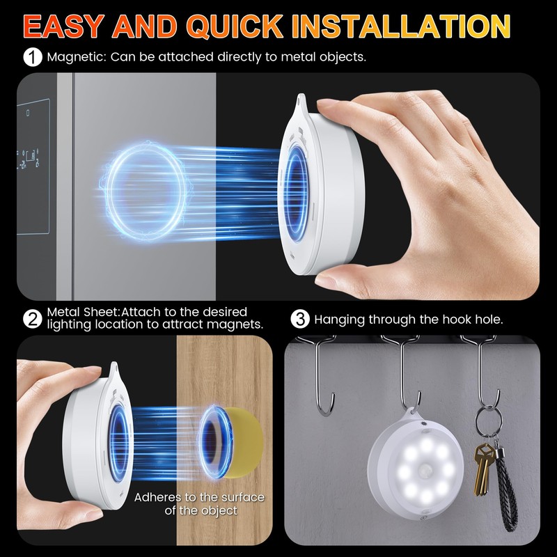 YiaMia Motion Sensor Under Cabinet Lights - 6 Pack, Indoor