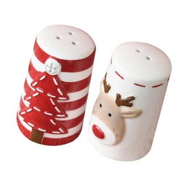BIUDECO Cartoon Style Christmas Salt Pepper Ceramic Spice Jars Kitchen Seasoning Bottles
