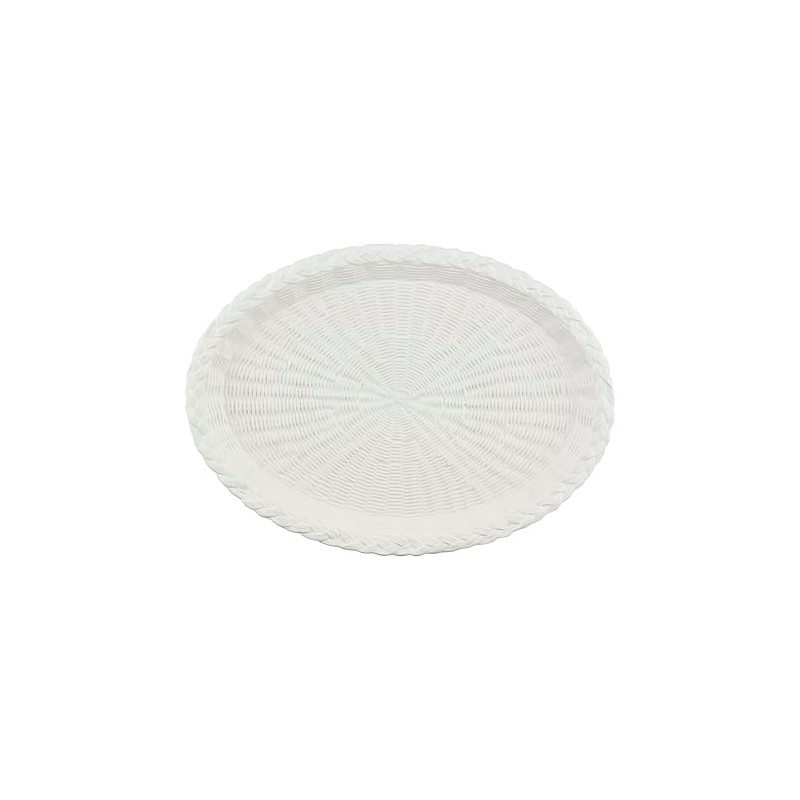 Mud Pie 12 1/2" x 17" Woven Ceramic Platter, White