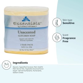 Clearly Natural Glycerine Bar Soap, Unscented, 3 Count, 4 Oz Each
