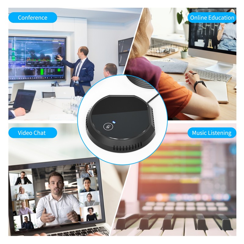Desktop USB Conference Microphone 360° Omnidirectional Condenser Plug & Play
