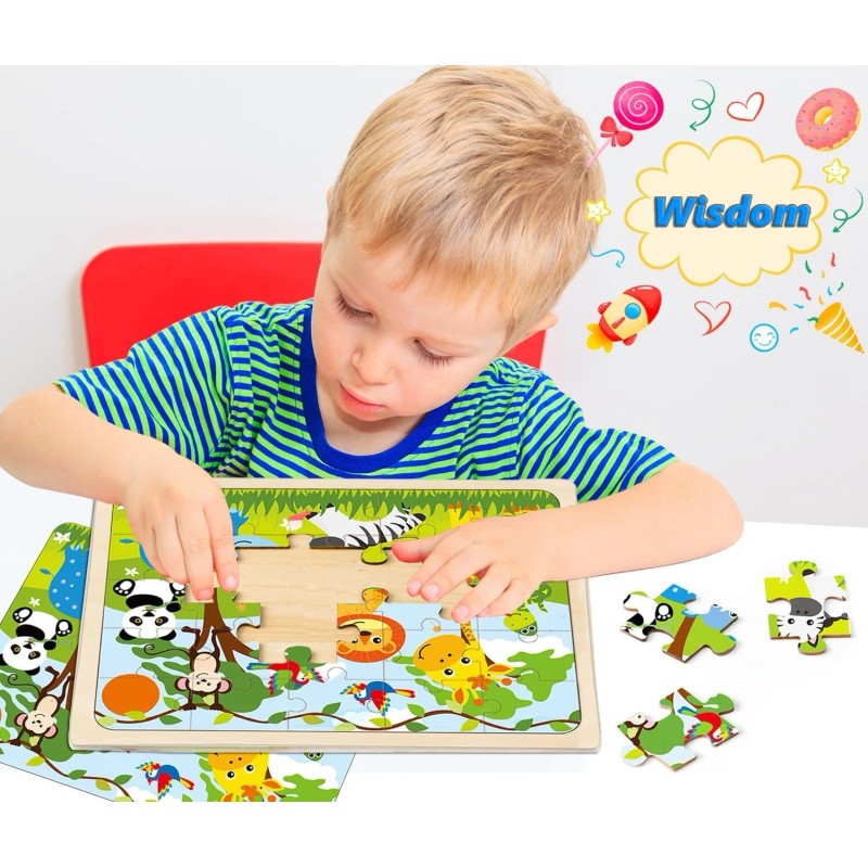 MJBLKEREN Puzzles for Kids Ages 4-6, Set of 4 Packs