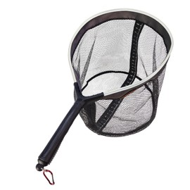 Aventik Fly Fishing Net Landing Trout Net with Ruler Tackle Bag Lightweight Rubber-Coated Mesh Nets with Non-Slip Handle Fly Fishing Gear 18 x 13 inch Hoop 7.5 inch Handle (Gunsmoke)