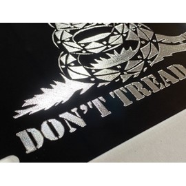 Engraved Don't Tread ON ME Car Tag Silver Diamond Etched on Black Aluminum Vanity Front License Plate