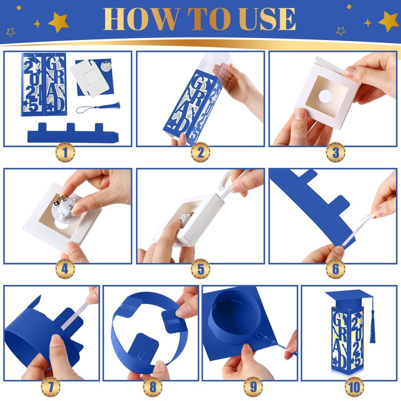 Tellingyou 9 Pcs Graduation Table Centerpieces Boxes 2025 Graduation Lantern