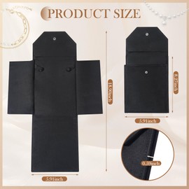 Kenning 6 Pcs Velvet Necklace Jewelry Display Folder Customize Travel Jewelry Organizer Pearl Necklace Pouches Jewelry Gift Bags Travel Necklace Holder, black