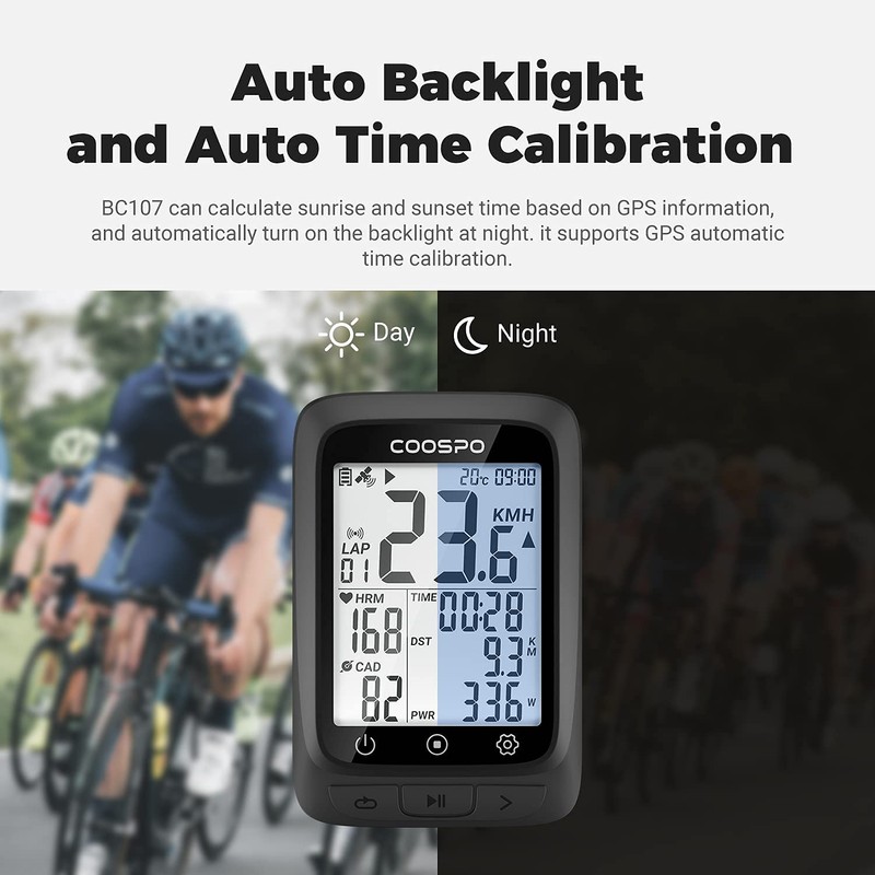 COOSPO Bike Computer GPS Wireless, ANT+ Cycling Computer GPS with