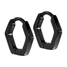 FILANGO 1 Pair Titanium Ear Clicker Hoop Earrings Hexagonal Choice of Colours, Titanium (grade 23)