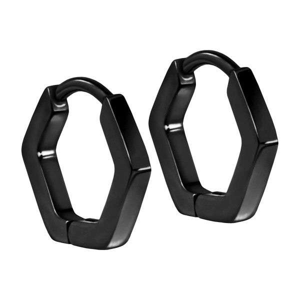 FILANGO 1 Pair Titanium Ear Clicker Hoop Earrings Hexagonal Choice