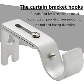 Rierdge 8 Pcs Heavy Duty Adjustable Curtain Rod Brackets, 3/4 to 1 Inch Diameter Holders, Wall Mount Hardware for Window Home Rods (Silver)