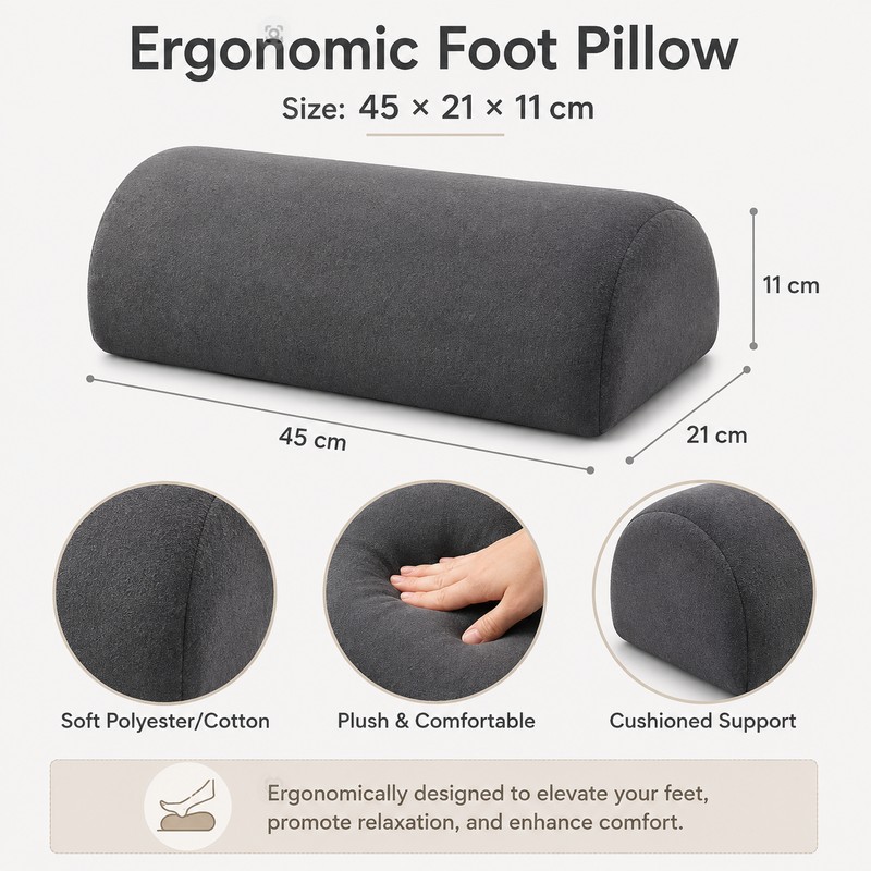 Ergonomic Foot Pillow for Sleep & Rest – Polyester/Cotton Leg