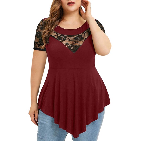 Chvity Plus Size Tunic Tops for Women Crewneck Casual Short
