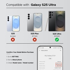 Compatible with Galaxy S25 Ultra Back Glass Cover Replacement, with Pre-Installed Camera Lens & Pre-Cut Tape, Includes Instruction, Black