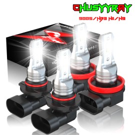 CHUSYYRAY 9005 H11 LED Headlight KIT Combo Bulbs 10000K High&Low Beam Super Bright White