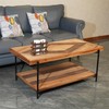 CONSDAN StoneCreek Coffee Table, Solid Fir Wood & Metal Frame,
