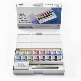 Winsor & Newton - Cotman Water Colour Paints Deluxe 16 Half Pans Sketchers' Pocket Box