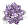 Silvershake 4.88ct. Natural Amethyst 925 Sterling Silver Flower Cluster Ring