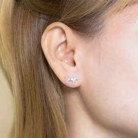 Boma Jewelry Sterling Silver French Bulldog Frenchie Dog Stud Earrings