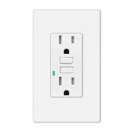 GFCI Outlet 15 Amp,GreenCycle 1 Pack GFCI Plug with LED Indicator,Safe Weather Resistant Outlet Receptacle Indoor or Outdoor Use,Wall Plates and Screws Included, ETL Listed,White