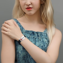 AOAMID Medical Alert bracelets for women Adjustable Sport silicone medical id bracelets (BLOOD THINNER-Black)