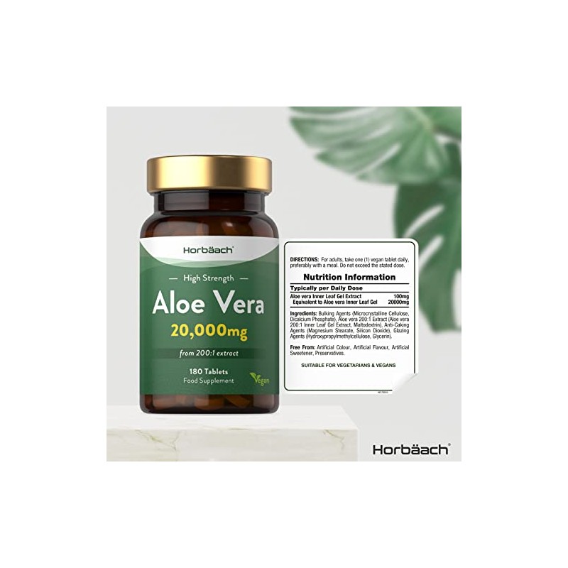 Aloe Vera Tablets | High Strength 20000mg | 180 Count