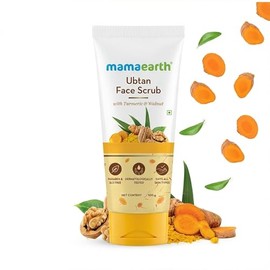 MAMAEARTH Exfoliante Facial Ubtan Con Cúrcuma Y Nuez | Exfoliante Desbronceador Que Ayuda A Eliminar El Bronceado Y Las Células Muertas De La Piel | Exfolia E Hidrata Suavemente La Piel | 100 G(3.53 O