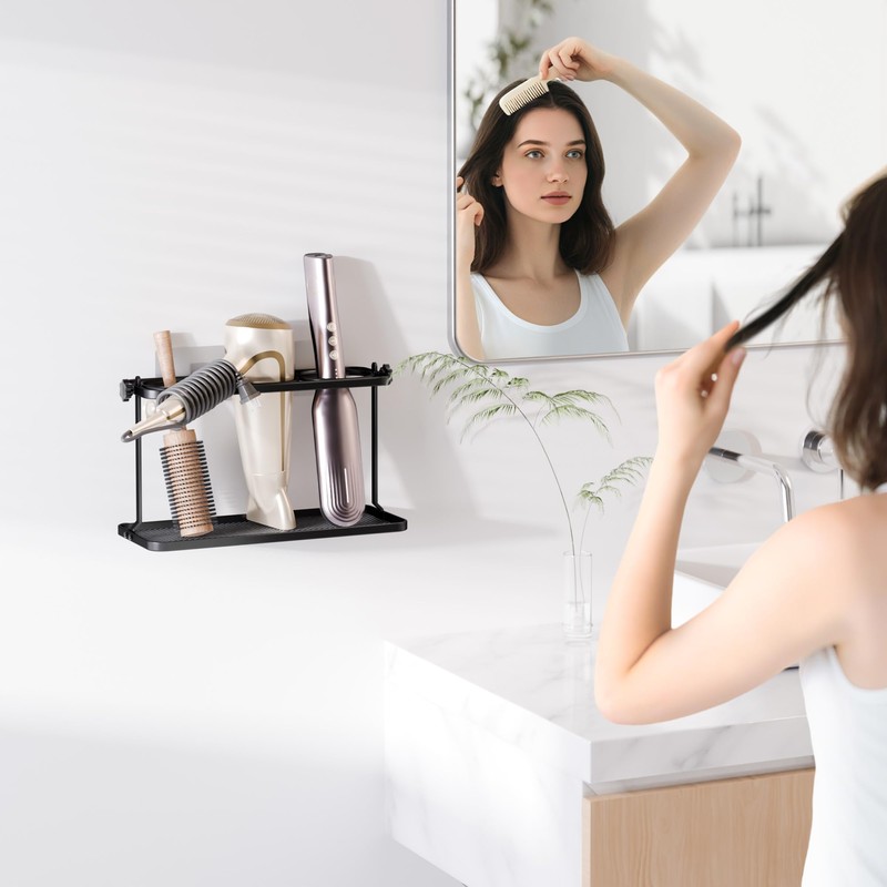 Josmimic Adjustable Height Hair Tool Organizer Holder - Adhesive Wall