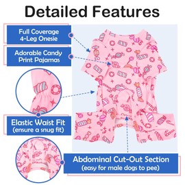 XL Dogs Clothes Pjs with Prints - Warm Long Sleeves Pajamas | Soft,Breathable,Post-Surgery Recovery & Protect Sensitive Skin,Onesie for Party Costumes,Pink
