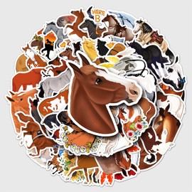 50 Packs Horse Stickers Water Bottles Laptop Phone Motorcycle Computer Guitar Skateboard Hydroflasks Cartoon Horse Vinyl Sticker Waterproof Aesthetic Trendy Decals for Teens Girls Adults