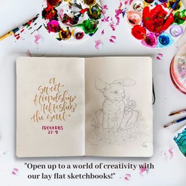 A5 Sketchbook, Lay Flat Softcover Sketch Book for Everyone, Ideal for Ink, Water Color, Pen, Pencils, 160 Tear Resistant Pages, Size: Medium, Leda Art Supply