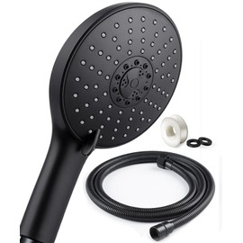 NEUFLY Shower Head, Large Shower Head with Stainless Steel Hose, Water-Saving, Pressure Increasing Shower Head, Chrome, Universal Shower Head - 7 Modes Shower, Black