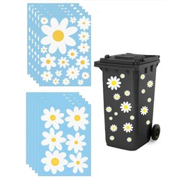 Tivleed Wheelie Bin Stickers 8 Sheets (2 Daisy) - Waterproof Flower Labels for Dustbin, Wheelie Bins, Fridge Use, Wall & Door, Indoor & Outdoor