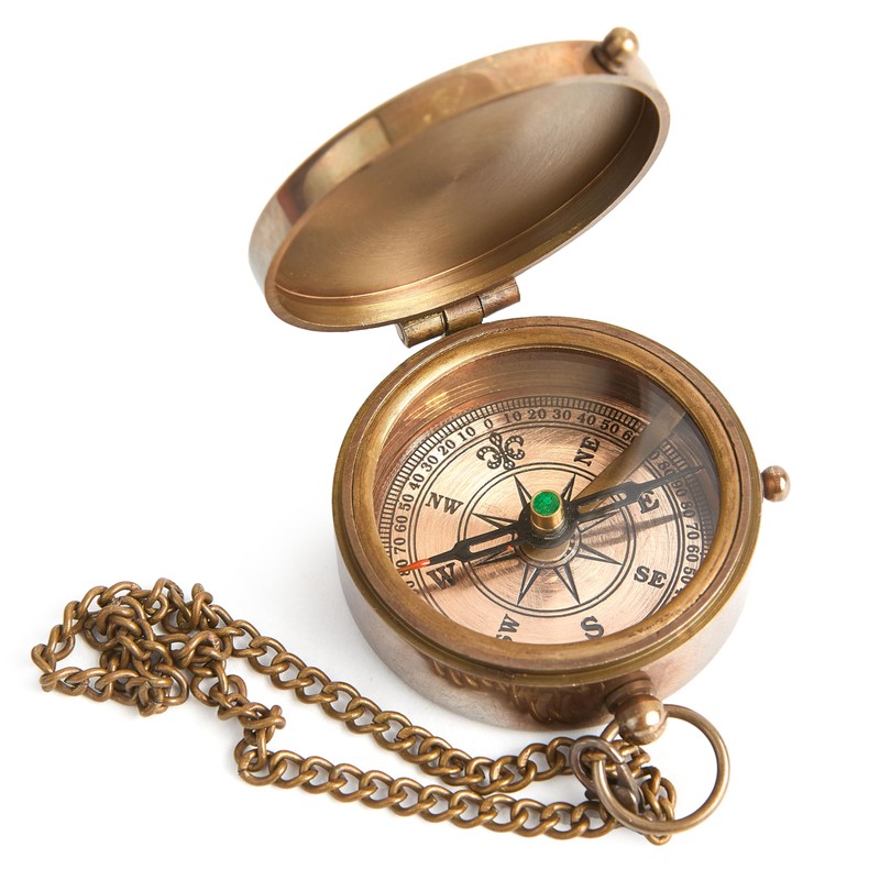 Engraved Pocket Compass with Leather Case – Inspirational Quote &