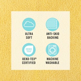 MARTHA STEWART Drylon Microfiber Bath Rug - 1 Piece, Ultra Soft Plush, Non-Slip, Thick, Washable Bathroom Rugs, Home Decor Accessories, Household Essentials, Large Bath Mat, 21" x 34"​, Yellow