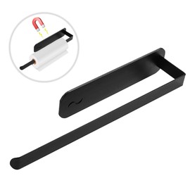 Magnetic Black Kitchen Roll Holder, Carbon Steel Kitchen Roll Holder, Accessories Without Drilling Bathroom Towel Holder, Wall Mounted Paper Towel Holder with Strong Adsorption Power