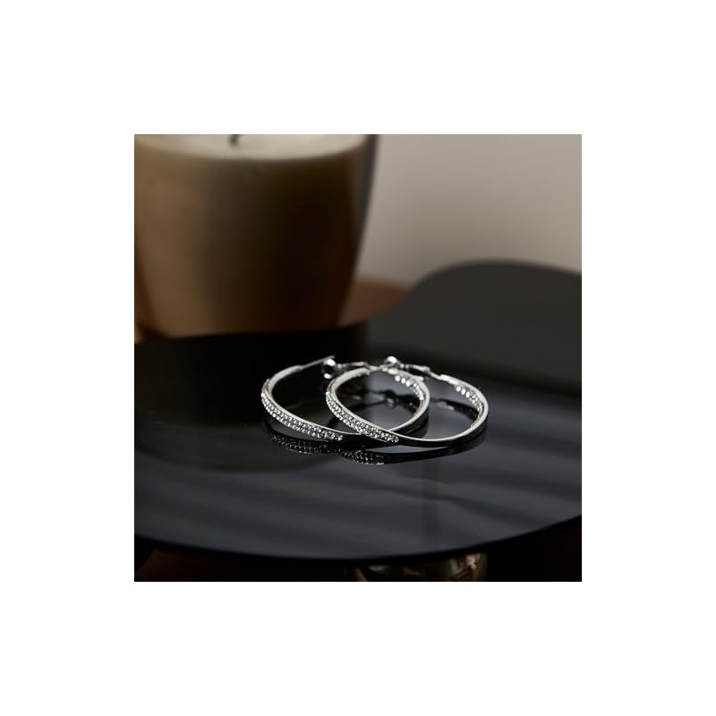 XYWstore Large Hoop Earrings for Women, Silver Alloy with Cubic