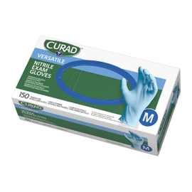 Curad - CUR9315 Nitrile Exam Gloves, Latex Free, 9" Length, Medium, Blue, 150 Count