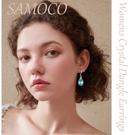 SAMOCO 16 Pairs Drop Dangle Earrings Set for Women Rainbow Crystal Earrings Teardrop Dangle Hook Earrings Hypoallergenic Jewelry