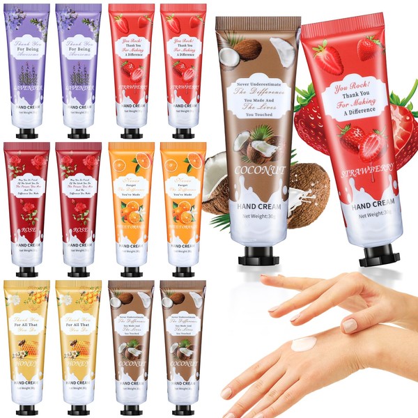 Swiffen Hand Cream Gift Set Bulk Christmas Appreciation Gifts Thank You Gifts for Employee Moisturizing Mini Hand Lotion Pocket Size Lotion Set for Holiday Gift Employee Women, 6 Styles(12 Pcs)