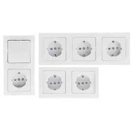 ChiliTec Delphi Socket Switch Flush-Mounted Sets 3x Combination Starter Set Light Switch Sockets - 3 Sets White