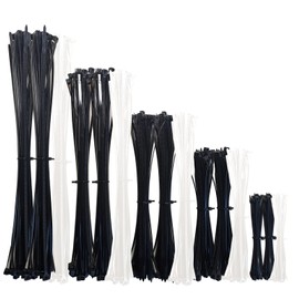 HANHOST 450 Pack Heavy Duty Cable Ties (4/6/8/10/12 Inch) 2-Colour Nylon Zip Ties - Black & White Self-Locking UV Resistant for Indoor/Outdoor, Workshop, Gardening (Black 60+White 30 Each Size).