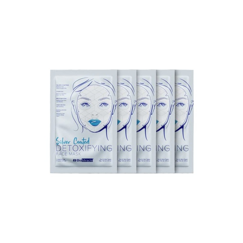 BioMiracle Silver Coated Detoxifying Face Mask, 5 Pack