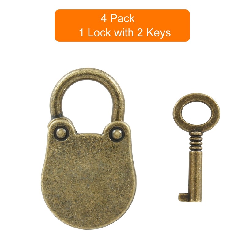 Luomorgo 4 Pcs Antique Bronze Padlock, Vintage Padlocks Retro Metal