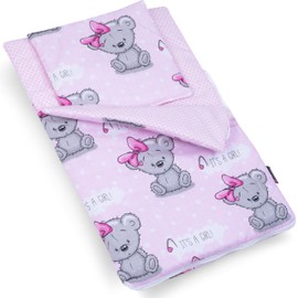 PinkZebra Doll's Sleeping Bag Double Sided 2 Piece Set for Small Doll's Bed Doll Bedding Cotton Doll Bedding with Pillow for Doll Bed It's a Girl