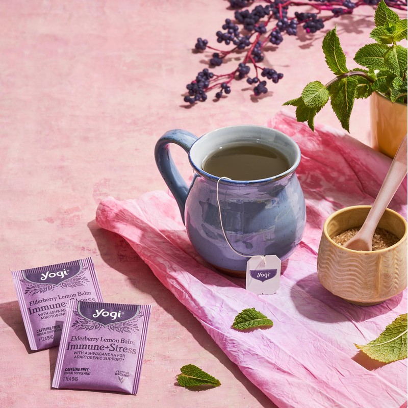 Yogi Tea Organic Lemon Balm Elderberry Immune Stress Tea, 16