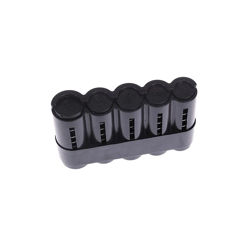 Black Plastic Compact 5 Coin Sorter Holder for Waiters, Taxis,