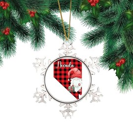 DOREENABE Christmas Ornaments Utah Red Black Buffalo Check Plaid Christmas Tree Ornaments Home Decoratio First Christmas in Utah Xmas Tree Decorations Gifts for Friends Coworkers Employees Family