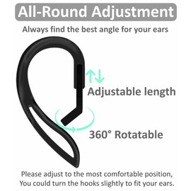 3 Pairs Ear Hooks Compatible with AirPods Pro 2nd 1st and 3 2 1, 360 Angle Rotation Adjustable Length Anti-Slip Sport Earhooks Wing Tips Holder Compatible with AirPods 3 2 1 and Pro 2 1 - Black